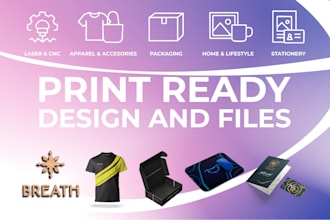 create unique print design for packaging, apparel, stationery, cnc and more