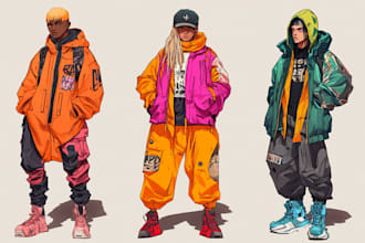 draw cyberpunk, lofi or streetwear anime illustrations