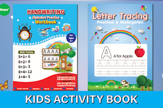 design kids activity book cover and tracing book for KDP
