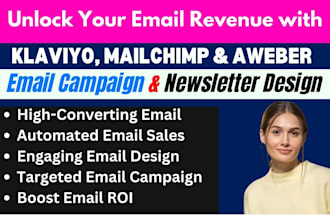design email template, email campaign setup and newsletter on klaviyo, mailchimp