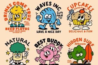 design custom vintage retro cartoon character mascot illustration animal logo