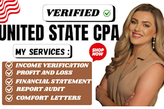 prepare and sign CPA certified financial statement, CPA audit and verify as CPA