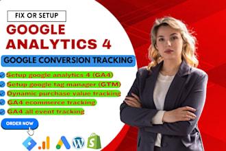 setup google analytics 4, ga4 ecommerce tracking, conversion tracking by GTM
