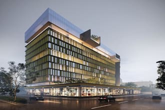render 3d high rise building, commercial building skyscraper floor plan, 3ds max