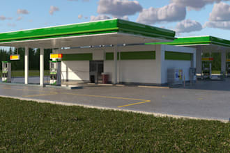 fix 3d gas station,strip malls,cgirender,3ds max,3dcarport,factory,3dgoifspace