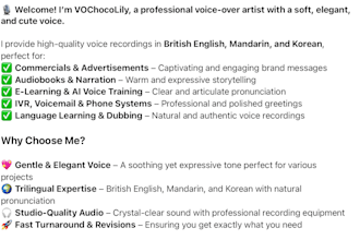 be your british, mandarin and korean voice over