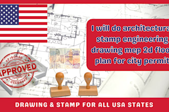 do architectural stamp engineering drawing mep 2d floor plan for city permit