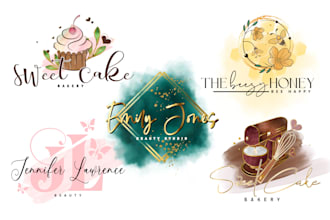 design watercolor feminine beauty bakery logo for you