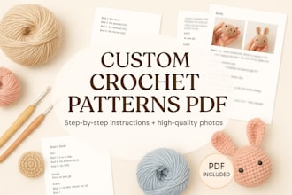 write detailed crochet patterns and amigurumi patterns pdf with pictures for you