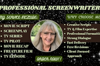 write tv series script, movie script, screenplay, feature film, screenwriting