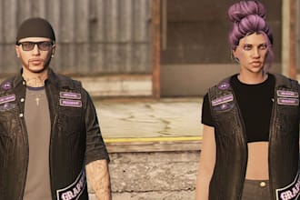 create fivem kuttes, fivem clothing, custom tattoo, mascot to ped, gta5 ped
