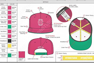 design flat sketch hat and cap tech pack, dad cap, beanie with mockup tech pack