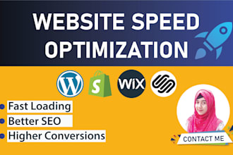 website speed optimization for wordpress, shopify, wix and squarespace website