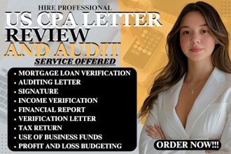 sign US CPA comfort letter, audit financial statement income verification letter