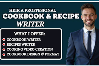 do cookbook recipe, cookbook design, cookbook formatting, ebook, cooking video