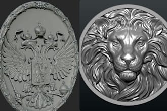 sculpt a 3d coin model, medallion, or pendant bas relief for cnc for 3d printing