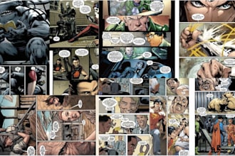 draw cute comic book page, comic for illustration, graphic novel, comic book art