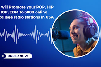 promote your pop hip hop edm to 5k online college radio stations in USA UK