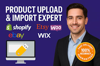 add product upload or import product to shopify ebay etsy woocommerce wix store