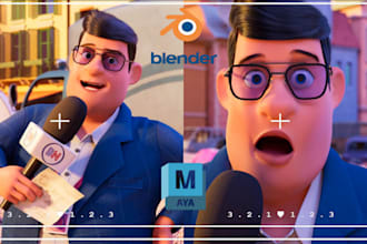 create stylized 3d animated cartoon character design rigged 3d character model