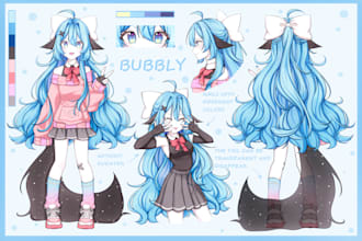 draw a character reference sheet in anime style