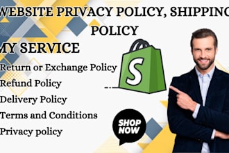 draft website privacy, shipping policy terms and conditions for shopify store