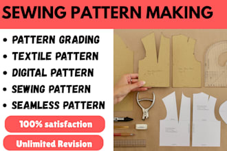 make digital sewing pattern, grading for any garments in pdf, dxf
