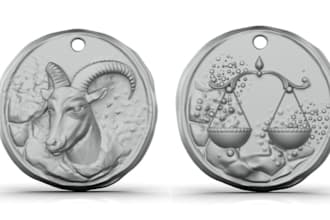 sculpt a 3d coin model, 3d spinning logo, and coin design for 3d printing