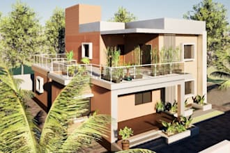 renovate village house to real estate commercial building, site camp,cottage cgi