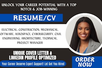 create professional engineering, cybersecurity, and software development resume