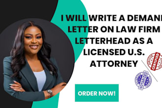 write demand letter on law firm letterhead as a licensed US attorney