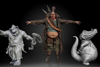 sculpt 3d head model, full body character, statue, 3d mold for 3d printing