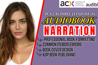 be your acx, audible audiobook narrator, for romance book, fiction, non fiction