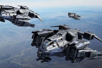 create 3d spaceship model, hard surface, interior car, armor tank and spearpart