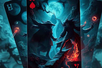 create a custom trading card game, tarot cards, card game design