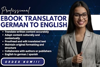 manually translate german to english spanish to english french book translation