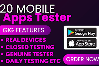 provide 12 tester or 20 app tester for google play console closed testing