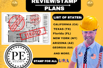 review, stamp and seal civil and structural plans for california city permit