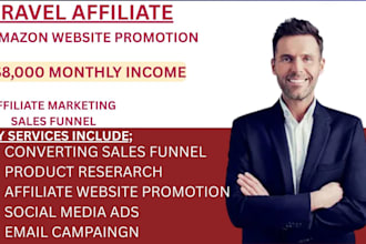 set up travel affiliate marketing sales funnel clickbank amazon travel website