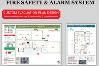 draft custom fire emergency evacuation plan, escape floor plan for city permit