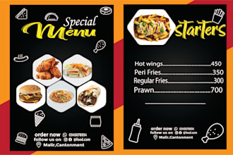 design a professional and stylish restaurant menu card