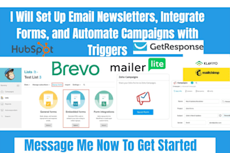 set up email newsletters, integrate forms, and automate campaigns with triggers