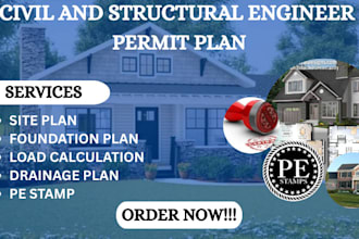 do civil, structural engineer for design, structural analysis, and pe stamping