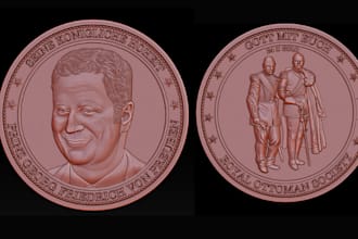 sculpt printable 3d coin model bas relief 3d  medallion cnc design, stl file