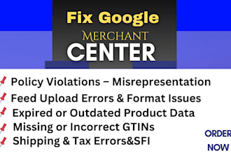 fix google merchant center suspension and resolve misrepresentation issues