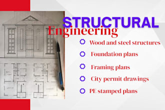 design wood and steel foundation plan and framing plans for permit