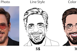 do black and white color silhouette line art from your photo