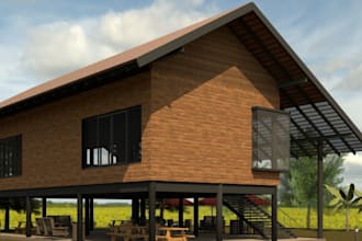 3d tropical cafe,snooker arena, tropical backyard, wall design,cgi window render