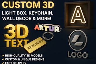 3d light box model, wall decor, neon logo, 3d keychain ready for print