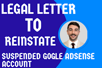 write legal appealing letter to reinstate your suspended google adsense account